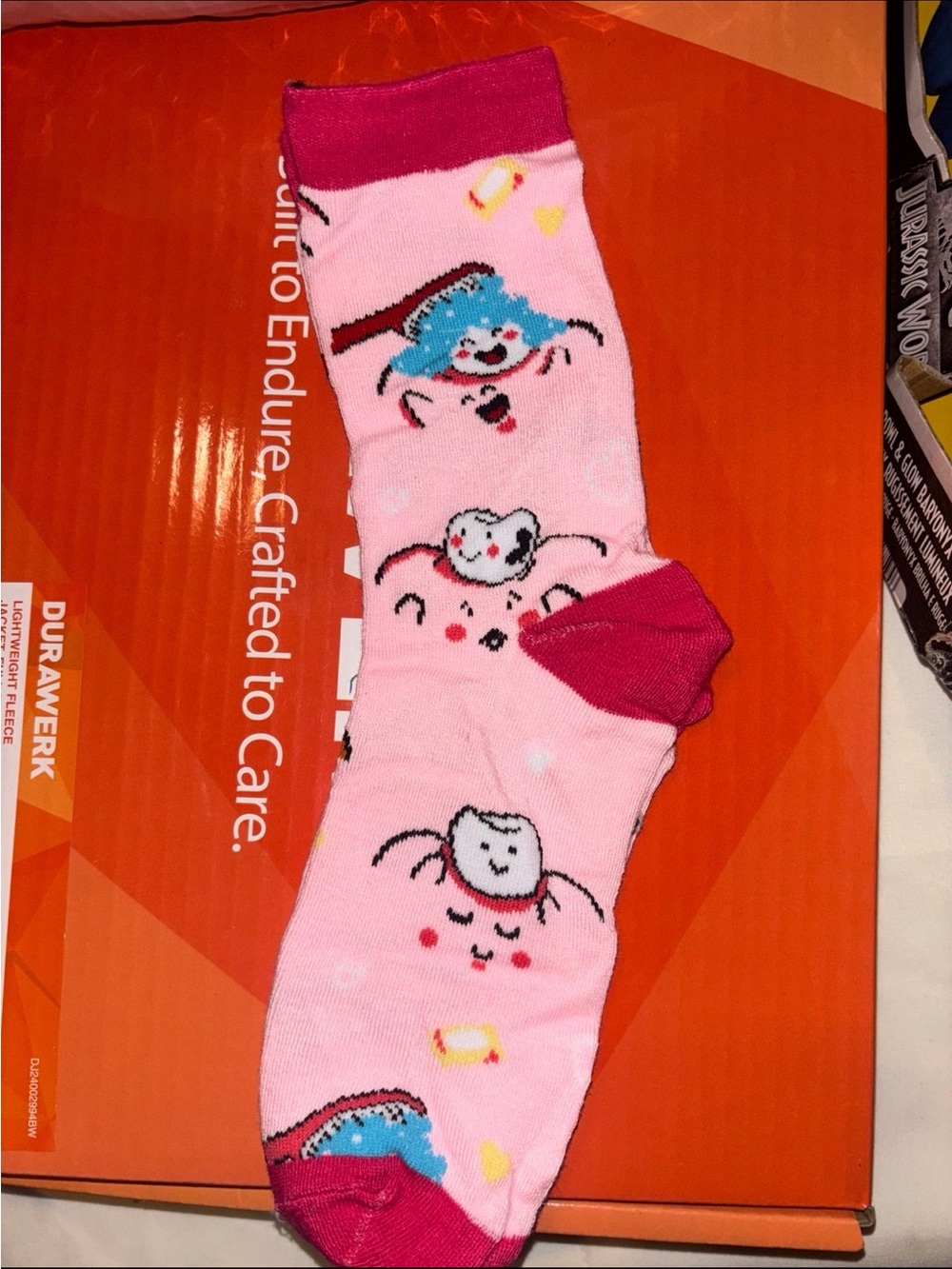 Pink Novelty Tooth Print Crew Socks - Women's Fun Socks